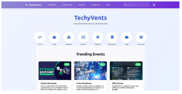 TechyVents Project Interface Render Layout B